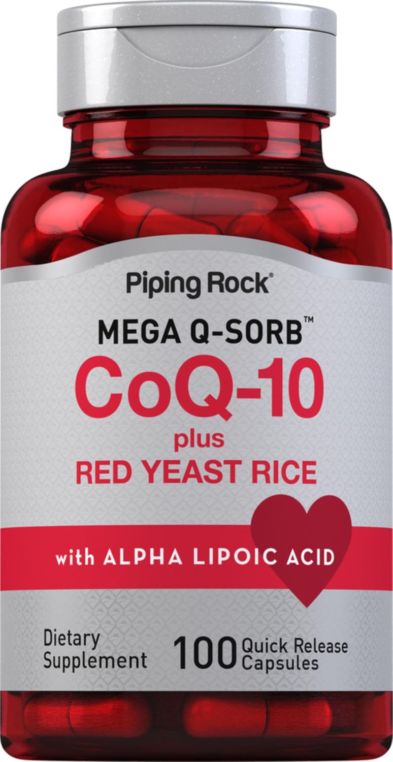 Piping Rock CoQ10 with Red Yeast Rice | 100 Capsules | with Alpha Lipoic Acid | Non-GMO, Gluten Free Supplement