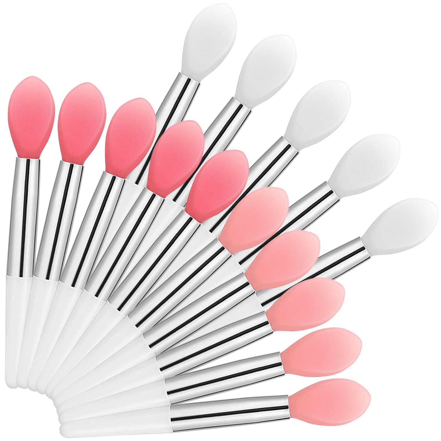 Silicone Lip Brush,Lipstick Applicator Brushes,Makeup Brushes,15Pc with 3colors (White Pink Red)