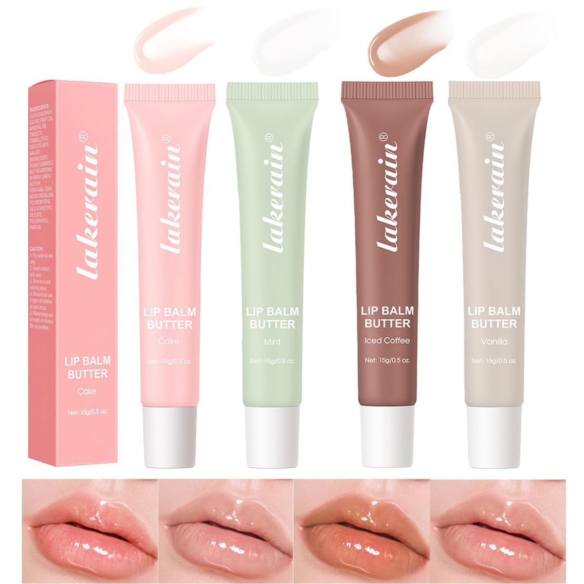 Pakivs 4PCS Summer Lip Butter Balm,Conditioning Lip Mask and Lip Balm for Instant Moisture,Nourishing Lip Care with Natural Ingredients,Soothes Softens Dry Lips