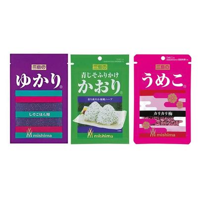Assortment of Seasonings to Mix with Rice 0.4oz 3types Japanese Sprinkle Mishima Foods Ninjapo