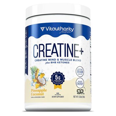 Creatine Monohydrate Powder for Women Micronized Creatine Monohydrate with goBHB &amp; CognatiQ Building Strength, Energy, &amp; Mental Clarity 5g Creatine per Serving Pineapple Coconut Flavored - 30 Servings