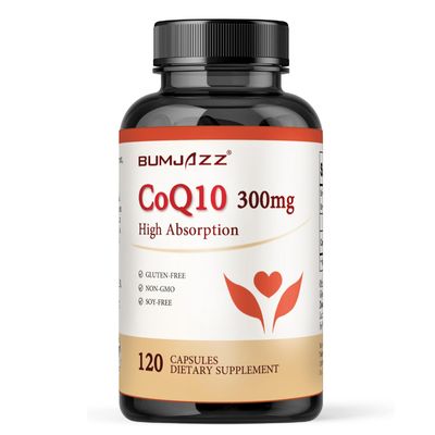 Bumjazz CoQ10 300mg - 120 Capsules - High Absorption - Non-GMO - Gluten-Free - Coenzyme Q10 - CoQ10 Capsules