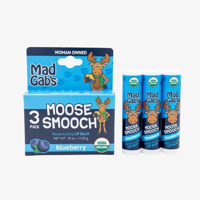 Mad Gab&#39;s Moose Smooch Blueberry Lip Balm 3pk | Moisturizing and Certified Organic | Made with Organic Olive Oil and Beeswax