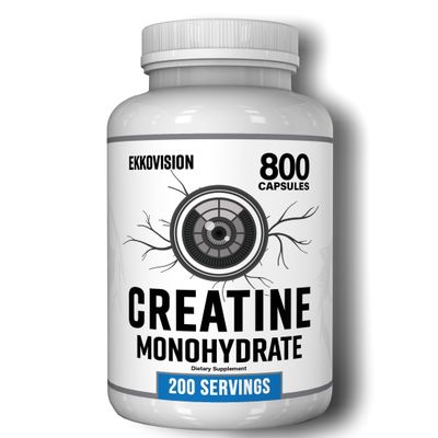 Ekkovision Creatine Monohydrate Capsules, Micronized, Capsules, Pre Workout &amp; Post Workout Supplement for Men and Women, Energy Support, Smoothies &amp; Beverages, 200 Servings