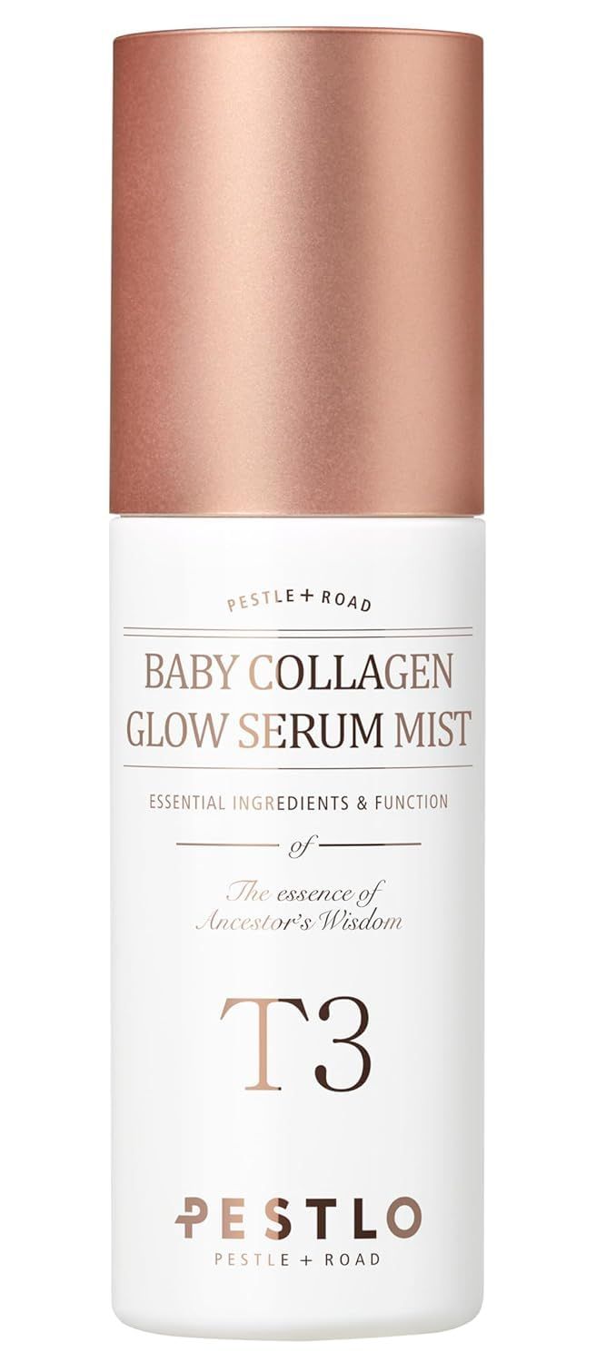 PESTLO T3 Baby Collagen Glow Serum Mist Spray for Korean Glass Skin - 75.4 Reallagen/T3 Vegan Collagen, PDRN, Phyto-Amino Acid Complex, Voluform for Elasticity, Radiance &amp; Firmness, 1.69 Fl Oz (50ml)