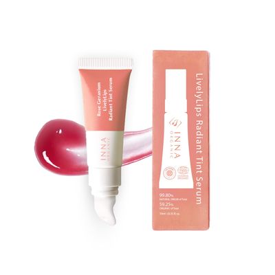 INNA ORGANIC Tinted Lip Serum, Moisturizing, Healing, Light Rosy color, 100 vegan, EWG &amp; COSMOS Certified| Rose Geranium Essential Oils Infused Skincare | Luxury Clean Beauty