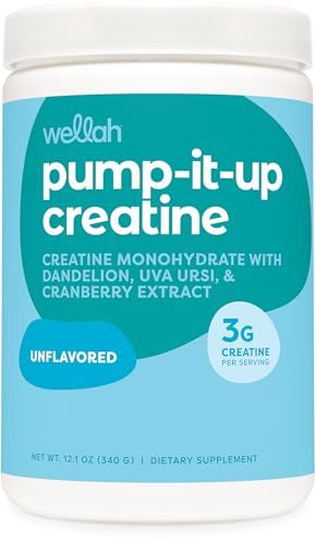 Wellah Pump-It-Up Creatine (100 Servings, Unflavored) - Creatine Monohydrate with Dandelion, Uva Ursi, &amp; Cranberry Extract