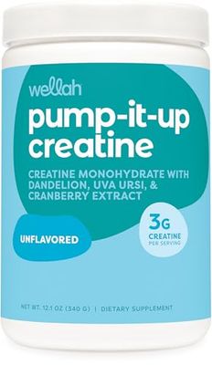 Wellah Pump-It-Up Creatine (100 Servings, Unflavored) - Creatine Monohydrate with Dandelion, Uva Ursi, &amp; Cranberry Extract