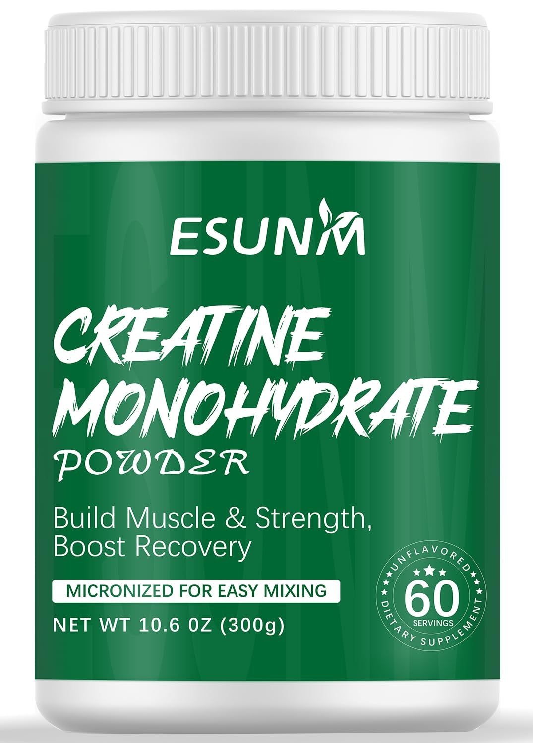 ESUNM Creatine Monohydrate Powder, 5g Per Serving Creatine Powder for Lean Muscle Gain, Improve Performance and Strength, and Support Workout Recovery, Unflavored, 10.6 oz,60 Servings