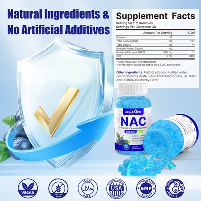HEALOADING NAC Supplement N-Acetyl Cysteine: NAC Gummies 600MG for Respiratory Health, Liver Detox &amp; Antioxidant Support 30 Day Supply