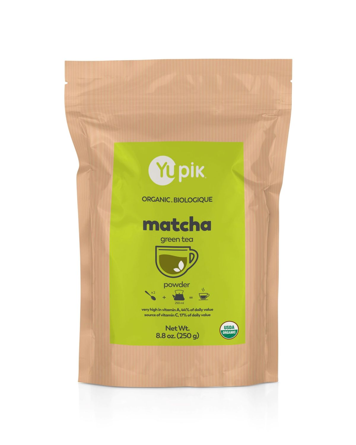 Yupik Organic Japanese Matcha Green Tea Powder, 8.8 oz, Non-GMO, Vegan, Gluten-Free, Pack of 1