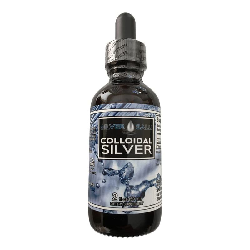 SilverSalu Colloidal Silver Liquid Mineral Supplement for Immune Support, Serving Size 1.9ml about 57 Drops