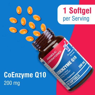 High Absorption CoQ10 200mg Softgels - Clinical Formula Coenzyme Q10 200mg for Skin Heart Energy Antioxidant and Brain Support - Easy to Swallow - Made in The USA in cGMP Facilities - 60 Servings