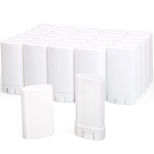 Furnido 15ml Travel Deodorant Containers,Top-Fill,Empty Plastic Oval Lip Balm Tubes for Chapstick,Lip Balm,Lotion Bar Sticks,Salve,Homemade Solid Lotion,Sample Size Deodorant-30 Pack,White