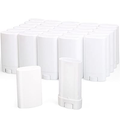 Furnido 15ml Travel Deodorant Containers,Top-Fill,Empty Plastic Oval Lip Balm Tubes for Chapstick,Lip Balm,Lotion Bar Sticks,Salve,Homemade Solid Lotion,Sample Size Deodorant-30 Pack,White
