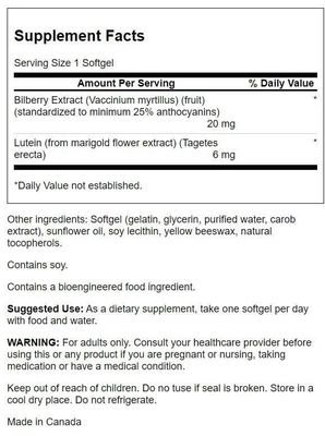 Swanson Standardized Lutein &amp; Bilberry 60 Sgels