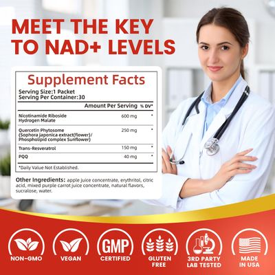 NIUSISE NAD Supplement, NAD Liquid, 1000mg Enhanced Formula with PQQ, Nicotinamide Riboside &amp; Resveratrol, Advanced Anti-Aging Support for Men &amp; Women, Sustained Energy, Vitality Boost (30 Packets)