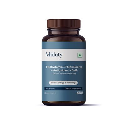 Miduty by Palak Notes Multivitamin - DHA - Alpha Lipoic Acid - Polyohenols - Micro-Ingredients Blend - Veg Omega 3 - Multivitamins - Gluten Free - Non-GMO - 30 Capsules