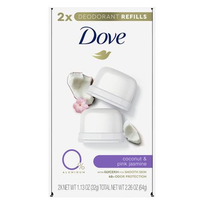 Dove Refillable Deodorant Refill Kit Deodorant For Women Coconut &amp; Pink Jasmine 0 Aluminum 1.13 oz 2 Refills