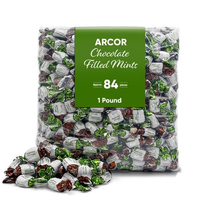 Mint Chocolate Candy Filled - 1 lb Bulk Bag (Approx. 84 Pieces) - Individually Wrapped - Refreshing Mint Shell with Smooth Chocolate Center - Perfect for Offices, Parties &amp; Candy Dishes