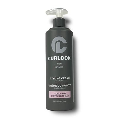 Curly Hair Styling Cream (Men) | Silicone-Free - 400ml (13.5 oz) - Transforms and revives hair into soft, flexible and defined curls | Made in Canada