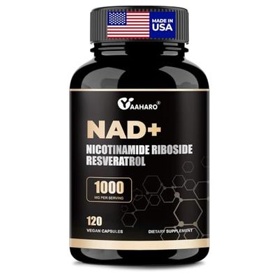 YAAHARO NAD Supplement 120 Capsules - Liposomal Nicotinamide Riboside w/Trans-Resveratrol &amp; Quercetin - 1000mg NAD Supplement for Men and Women - Supports Energy and Focus - 60 Days Supply