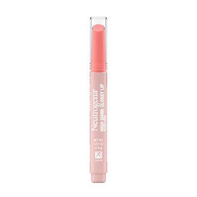 Neutrogena High Shine Glossy Lip, Nourishing Lip Gloss with Maracuja Oil, Antioxidant Vitamin E &amp; Vitamins, Non-Retractable, Buildable Pigmented Color, Peachy Keen Shade, 0.07 oz