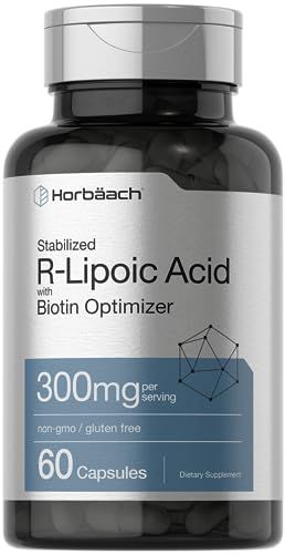 Horbach Stabilized R-Alpha Lipoic Acid 300mg | 60 Capsules | with Biotin Optimizer | Non-GMO, Gluten Free | Na-RALA Supplement