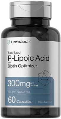 Horbach Stabilized R-Alpha Lipoic Acid 300mg | 60 Capsules | with Biotin Optimizer | Non-GMO, Gluten Free | Na-RALA Supplement