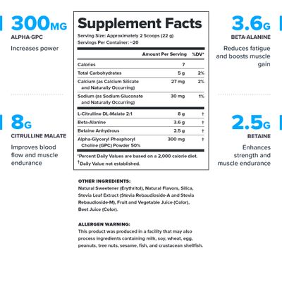 LEGION Pulse Pre Workout Supplement - All Natural Nitric Oxide Preworkout Drink Creatine Free Naturally Sweetened Beta Alanine Citrulline Alpha GPC - Caffeine Free Strawberry Kiwi Pre Workout Powder