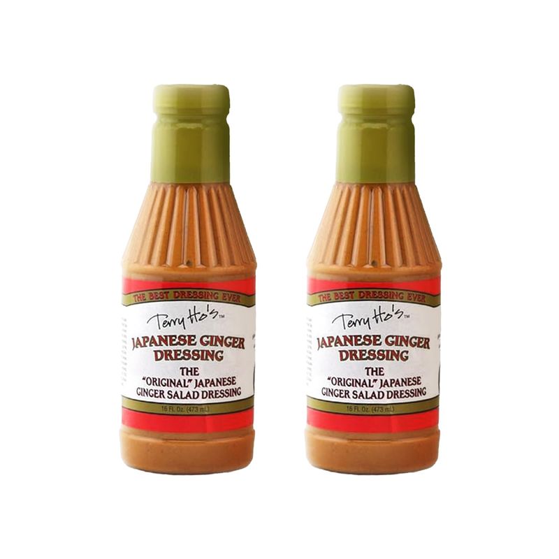 Terry Ho&#39;s Japanese Ginger Dressing 16 oz - Gluten-Free - Sesame Sauce for Salad, Dipping, Marinade - Perfect for Asian Food, Roasted Chicken, Potato Salad (Pack of 2)