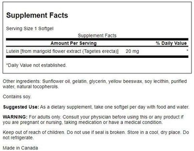 Swanson Lutein 20 Milligrams 120 Sgels