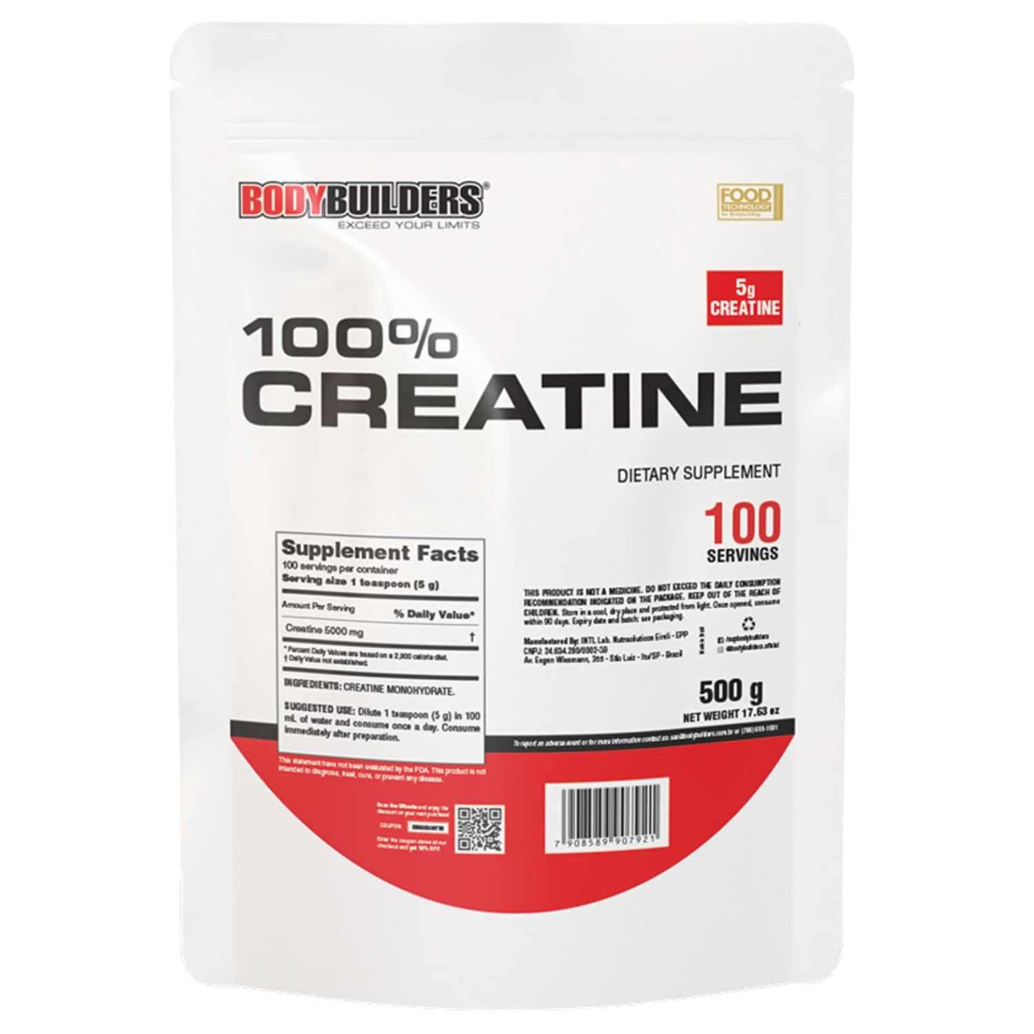 BODY BUILDERS Bodybuilders 100 Creatine, Unflavored, 1.1lb, 100 Servings