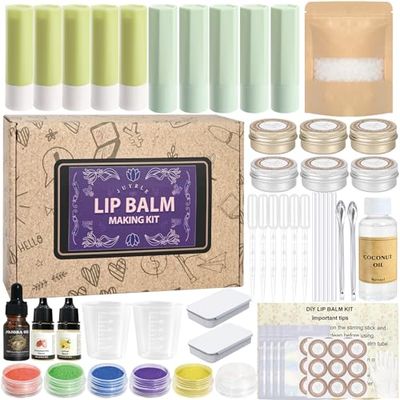 JUYRLE Lip Balm Making Kit- Coconut Lip Gloss Kit with Beeswax, Jojoba Oil, and Coconut Oil for Adults &amp; Girls, Make Your Own Lip Balm- DIY Moisturizing Lip Care
