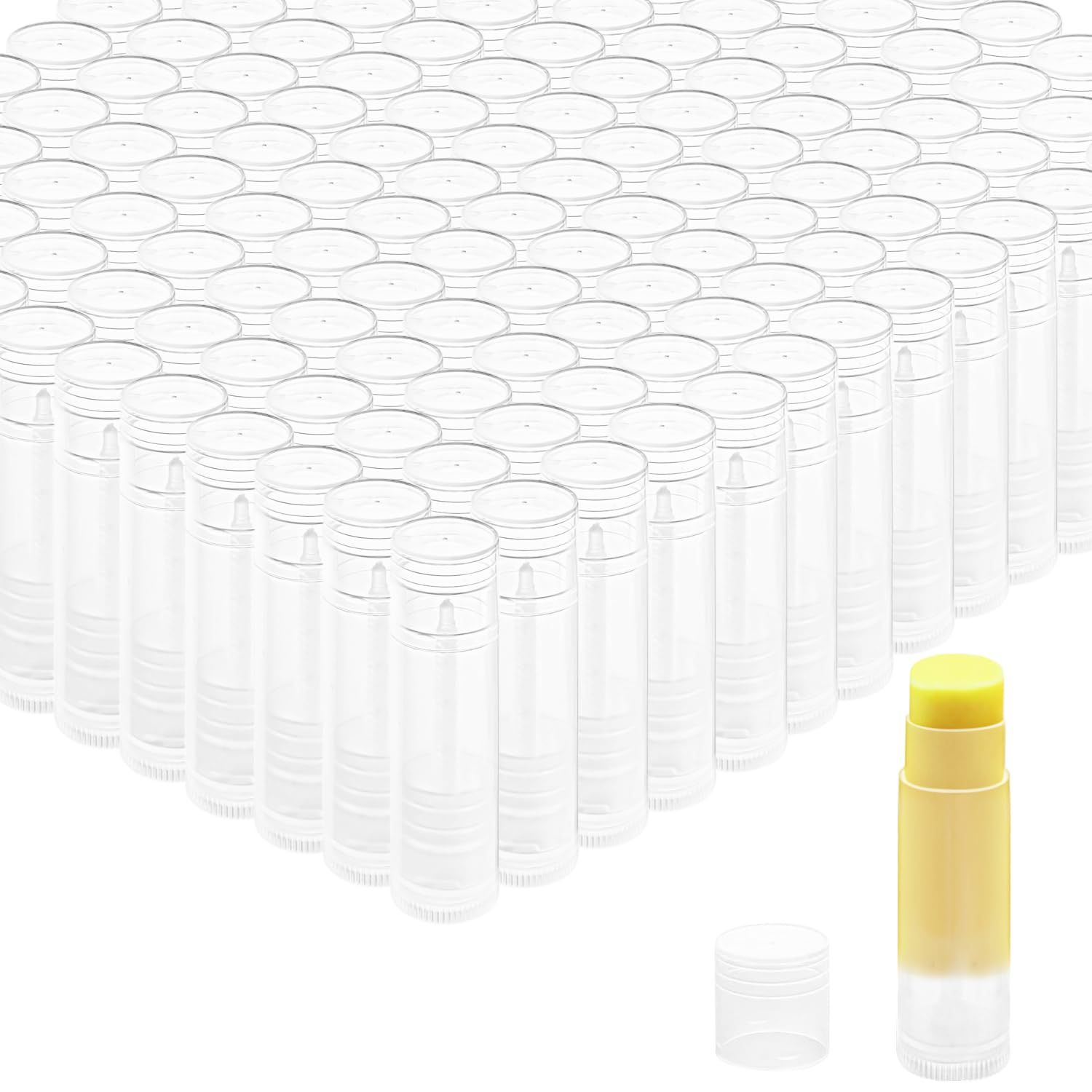 150 Pcs 5.5g Twist-up Lip Balm Tubes,Empty Plastic Chapstick Containers Rotatable Deodorant Sample Containers for DIY Lipsticks,Lip Gloss,Homemade Solid Perfume,Suitable for Filling Tray,Clear