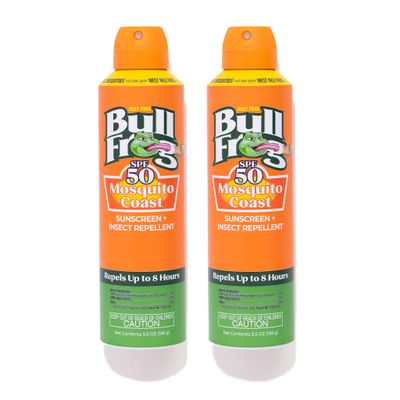 Bullfrog Mosquito Coast Sunscreen SPF50 Insect Repellant 5.5oz Continuous Spray, 2pk
