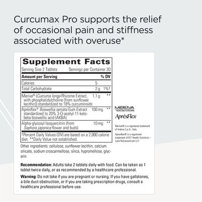 Integrative Therapeutics Curcumax Pro - Movement Support Formula with Meriva Curcumin Extract - Dairy-Free &amp; Vegan Supplements - 60 Tablets