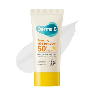 Derma B Everyday Mild Sunscreen SPF50 PA 1.69 Fl Oz, 50ml Fast-Absorbing Lightweight SPF Sunblock Moisturizer, Facial Body Non-Sticky for Dewy Skin, Korean Sunscreen Lotion for Sensitive Skin