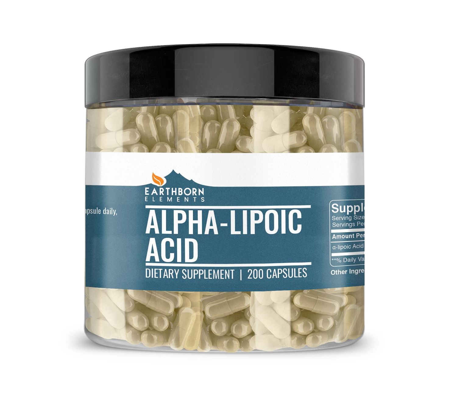 Earthborn Elements Alpha-Lipoic Acid 200 Capsules, Pure &amp; Undiluted, No Additives