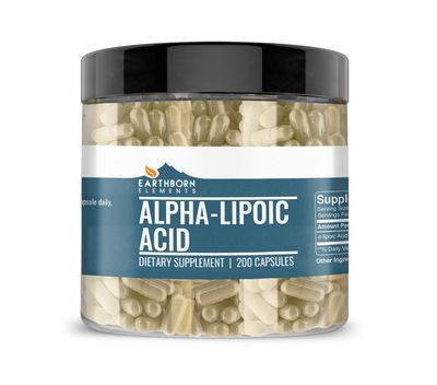 Earthborn Elements Alpha-Lipoic Acid 200 Capsules, Pure &amp; Undiluted, No Additives