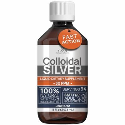 Colloidal Silver Liquid 16 fl oz 30 PPM - Bioactive Hydrosol Silver Water - Natural Immune Support Nano Sol Supplement Solution - Ionic Minerals - Organic Structured Silver