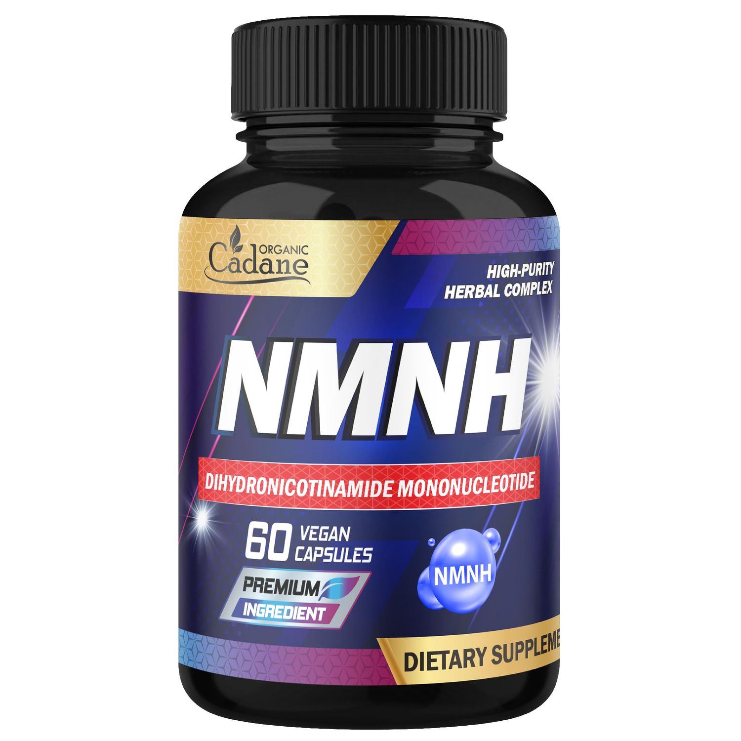 Organic Cadane NMNH Supplement | Cellular Energy &amp; Healthy Aging | Dihydronicotinamide Mononucleotide | Non-GMO - 60 Capsules - 30-Day