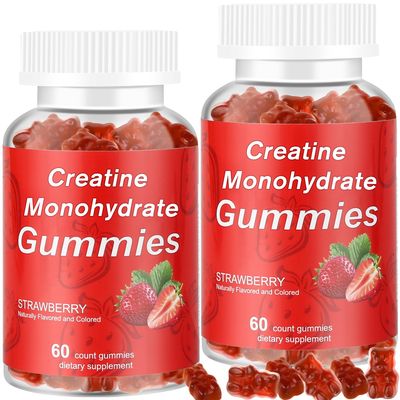 Vitaluxy Creatine Monohydrate Gummies, 2 Pack Creatine Monohydrate for Women &amp; Men, Sugar-Free Gummies for Increase Strength and Build Muscle, Workout Supplement, Vegan, 120 Count, Strawberry Flavor