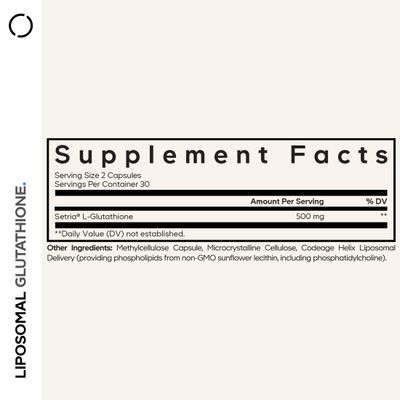 Codeage Liposomal Glutathione Supplement - Pure Reduced Setria L-Glutathione, Liposomal Delivery, Phospholipid Complex - Encapsulated Glutathione Powder Pills - Vegan, Non-GMO - 60 Capsules