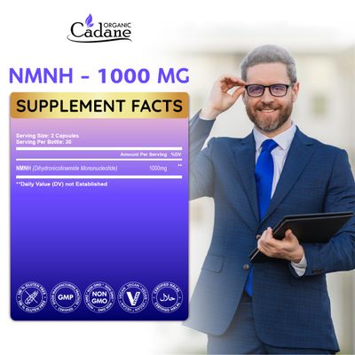 Organic Cadane NMNH Supplement | Cellular Energy &amp; Healthy Aging | Dihydronicotinamide Mononucleotide | Non-GMO - 60 Capsules - 30-Day