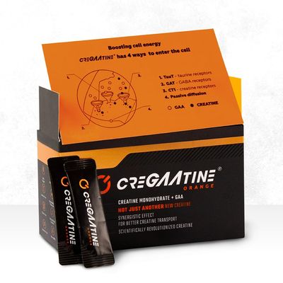 CreGAAtine Micronized Creatine Monohydrate GAA | Increase Strength, No Water Retention | Boosts Memory &amp; Focus | Single-Serve Packets | 60 Sachets, 30 Servings | (Sachets, Orange)