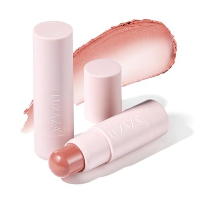 Cream Blush Stick Makeup for Cheeks, Natural Matte Lip and Cheek Makeup Stick Wand for Mature Skin, Lightweight Dewy Finish for Girls and Women 05B Coral-Blush