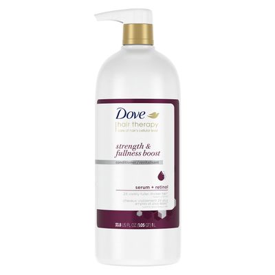 Dove Hair Therapy Conditioner Strength &amp; Fullness Boost Strengthening Treatment for Thin, Fine Hair Sulfate Free Conditioner for 2X Visibly Fuller, Thicker Hair 33.8 oz