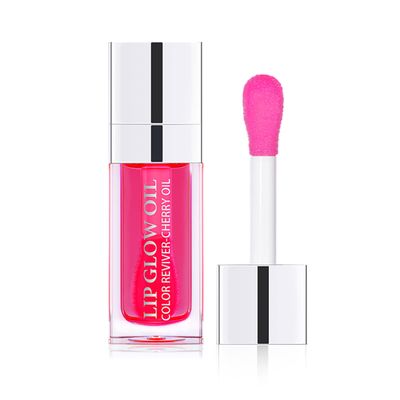 6ml Cherry Hydrating Lip Glow Oil, Transparent Plumping Lip Oil Tinted for Lip Care and Dry Lips