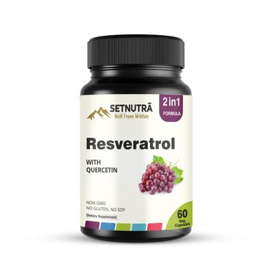 SETNUTRA Well From Within Resveratrol 800Mg with Quercetin 100Mg | 2 in 1 Antioxidant Supplement for Heart Health Immune Support &amp; Healthy Aging | 60 Veg Capsules | Non GMO Gluten Free
